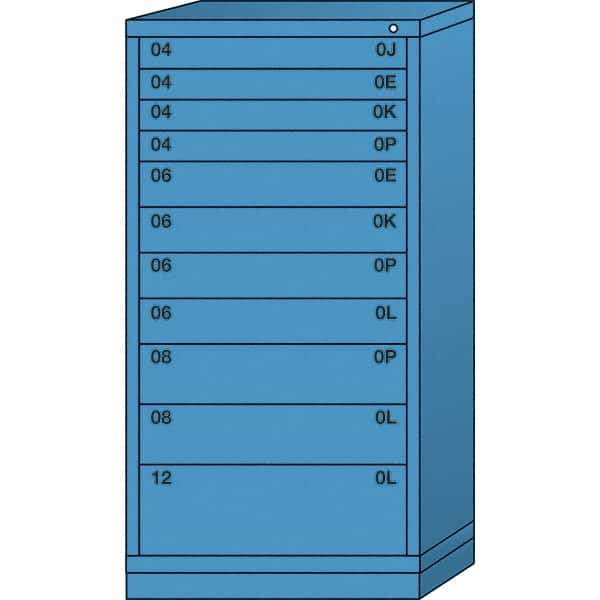 Lyon - 11 Drawer, Standard Eye-Level - Multiple Drawer Access Cabinet - Steel, 30" Wide x 28-1/4" Deep x 59-1/4" High, Wedgewood Blue - USA Tool & Supply