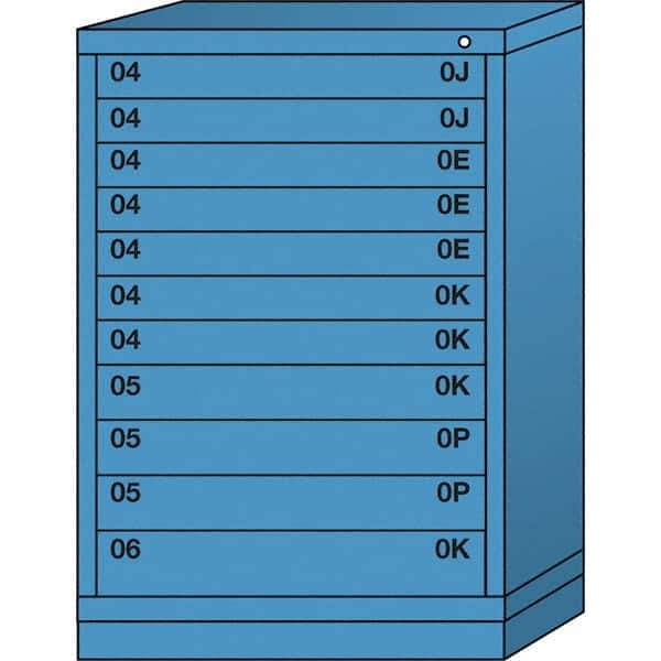 Lyon - 11 Drawer, Standard Counter - Multiple Drawer Access Cabinet - Steel, 30" Wide x 28-1/4" Deep x 44-1/4" High, Wedgewood Blue - USA Tool & Supply