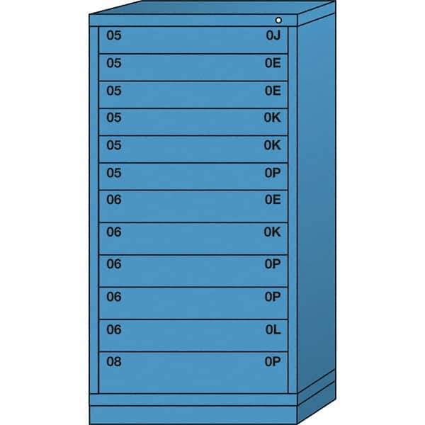 Lyon - 12 Drawer, Standard Eye-Level - Multiple Drawer Access Cabinet - Steel, 30" Wide x 28-1/4" Deep x 59-1/4" High, Wedgewood Blue - USA Tool & Supply