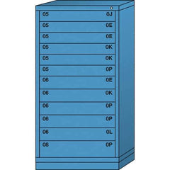 Lyon - 12 Drawer, Standard Eye-Level - Single Drawer Access Cabinet - Steel, 30" Wide x 28-1/4" Deep x 59-1/4" High, Wedgewood Blue - USA Tool & Supply