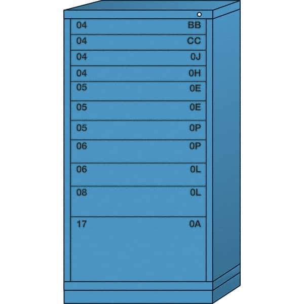Lyon - 11 Drawer, Standard Eye-Level - Multiple Drawer Access Cabinet - Steel, 30" Wide x 28-1/4" Deep x 59-1/4" High, Wedgewood Blue - USA Tool & Supply