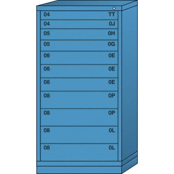 Lyon - 11 Drawer, Standard Eye-Level - Multiple Drawer Access Cabinet - Steel, 30" Wide x 28-1/4" Deep x 59-1/4" High, Wedgewood Blue - USA Tool & Supply