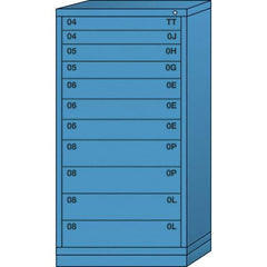 Lyon - 11 Drawer, Standard Eye-Level - Multiple Drawer Access Cabinet - Steel, 30" Wide x 28-1/4" Deep x 59-1/4" High, Wedgewood Blue - USA Tool & Supply