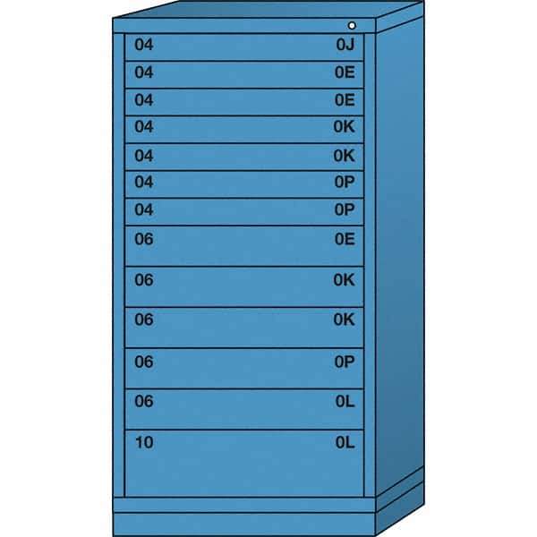 Lyon - 13 Drawer, Standard Eye-Level - Single Drawer Access Cabinet - Steel, 30" Wide x 28-1/4" Deep x 59-1/4" High, Wedgewood Blue - USA Tool & Supply
