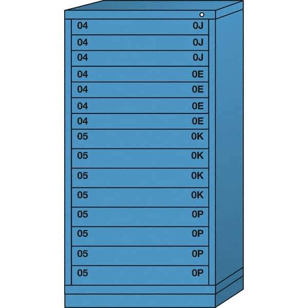 Lyon - 15 Drawer, Standard Eye-Level - Multiple Drawer Access Cabinet - Steel, 30" Wide x 28-1/4" Deep x 59-1/4" High, Wedgewood Blue - USA Tool & Supply