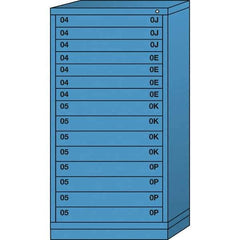 Lyon - 15 Drawer, Standard Eye-Level - Single Drawer Access Cabinet - Steel, 30" Wide x 28-1/4" Deep x 59-1/4" High, Wedgewood Blue - USA Tool & Supply