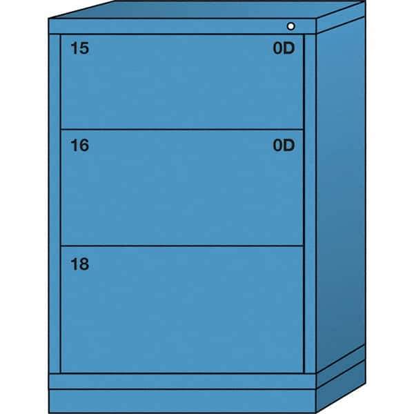 Lyon - 3 Drawer, Standard Counter - Single Drawer Access Cabinet - Steel, 30" Wide x 28-1/4" Deep x 44-1/4" High, Wedgewood Blue - USA Tool & Supply