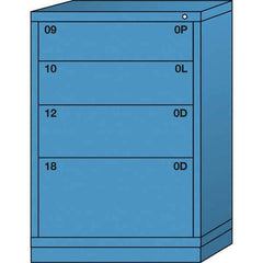 Lyon - 4 Drawer, Standard Counter - Single Drawer Access Cabinet - Steel, 30" Wide x 28-1/4" Deep x 44-1/4" High, Wedgewood Blue - USA Tool & Supply