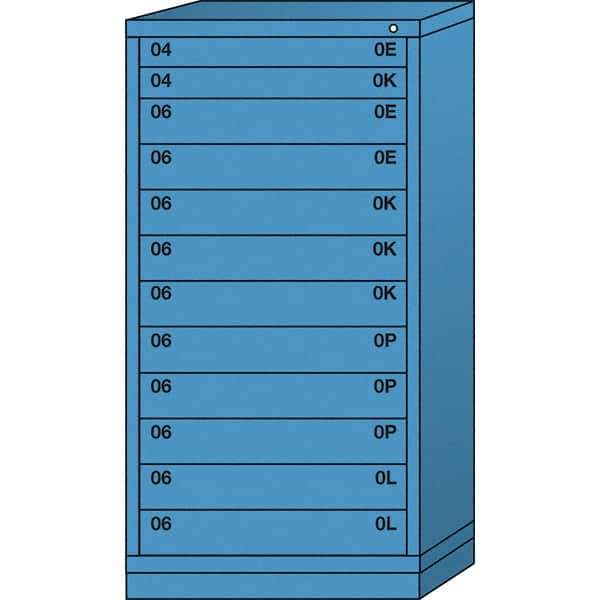 Lyon - 12 Drawer, Standard Eye-Level - Single Drawer Access Cabinet - Steel, 30" Wide x 28-1/4" Deep x 59-1/4" High, Wedgewood Blue - USA Tool & Supply