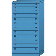 Lyon - 12 Drawer, Standard Eye-Level - Single Drawer Access Cabinet - Steel, 30" Wide x 28-1/4" Deep x 59-1/4" High, Wedgewood Blue - USA Tool & Supply