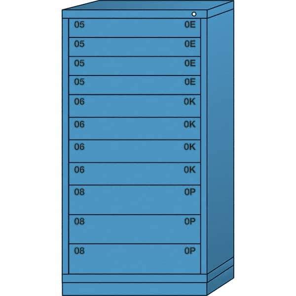 Lyon - 11 Drawer, Standard Eye-Level - Single Drawer Access Cabinet - Steel, 30" Wide x 28-1/4" Deep x 59-1/4" High, Wedgewood Blue - USA Tool & Supply