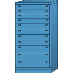 Lyon - 11 Drawer, Standard Eye-Level - Single Drawer Access Cabinet - Steel, 30" Wide x 28-1/4" Deep x 59-1/4" High, Wedgewood Blue - USA Tool & Supply