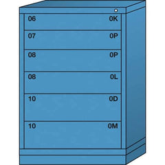 Lyon - 6 Drawer, Standard Counter - Single Drawer Access Cabinet - Steel, 30" Wide x 28-1/4" Deep x 44-1/4" High, Wedgewood Blue - USA Tool & Supply
