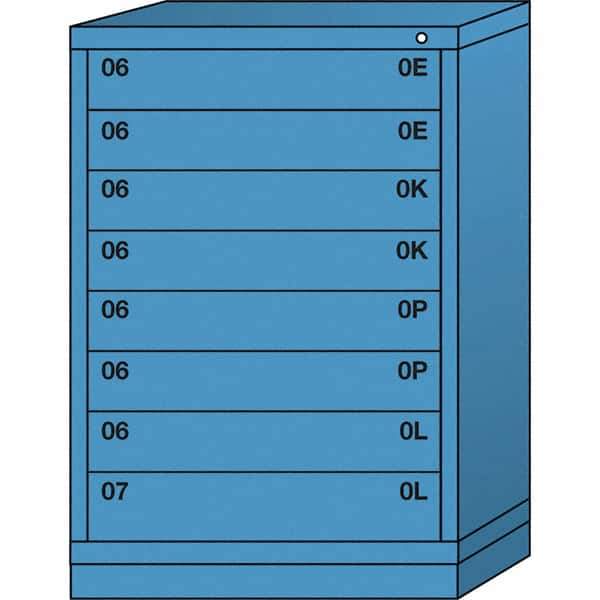 Lyon - 8 Drawer, Standard Counter - Multiple Drawer Access Cabinet - Steel, 30" Wide x 28-1/4" Deep x 44-1/4" High, Wedgewood Blue - USA Tool & Supply