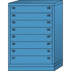 Lyon - 8 Drawer, Standard Counter - Multiple Drawer Access Cabinet - Steel, 30" Wide x 28-1/4" Deep x 44-1/4" High, Wedgewood Blue - USA Tool & Supply
