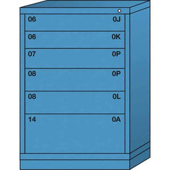 Lyon - 6 Drawer, Standard Counter - Multiple Drawer Access Cabinet - Steel, 30" Wide x 28-1/4" Deep x 44-1/4" High, Wedgewood Blue - USA Tool & Supply