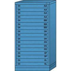 Lyon - 17 Drawer, Standard Eye-Level - Multiple Drawer Access Cabinet - Steel, 30" Wide x 28-1/4" Deep x 59-1/4" High, Wedgewood Blue - USA Tool & Supply