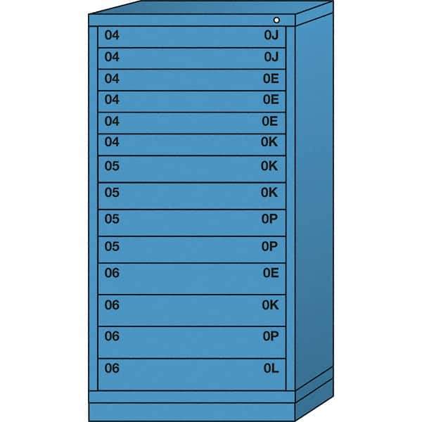 Lyon - 14 Drawer, Standard Eye-Level - Multiple Drawer Access Cabinet - Steel, 30" Wide x 28-1/4" Deep x 59-1/4" High, Wedgewood Blue - USA Tool & Supply