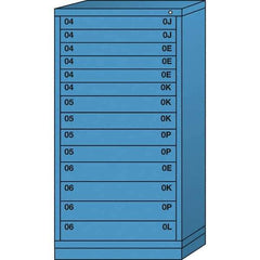 Lyon - 14 Drawer, Standard Eye-Level - Single Drawer Access Cabinet - Steel, 30" Wide x 28-1/4" Deep x 59-1/4" High, Wedgewood Blue - USA Tool & Supply