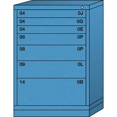 Lyon - 7 Drawer, Standard Counter - Multiple Drawer Access Cabinet - Steel, 30" Wide x 28-1/4" Deep x 44-1/4" High, Wedgewood Blue - USA Tool & Supply