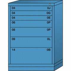 Lyon - 7 Drawer, Standard Counter - Single Drawer Access Cabinet - Steel, 30" Wide x 28-1/4" Deep x 44-1/4" High, Wedgewood Blue - USA Tool & Supply