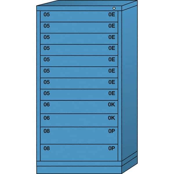 Lyon - 12 Drawer, Standard Eye-Level - Single Drawer Access Cabinet - Steel, 30" Wide x 28-1/4" Deep x 59-1/4" High, Wedgewood Blue - USA Tool & Supply