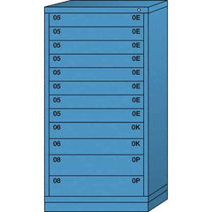 Lyon - 12 Drawer, Standard Eye-Level - Single Drawer Access Cabinet - Steel, 30" Wide x 28-1/4" Deep x 59-1/4" High, Wedgewood Blue - USA Tool & Supply