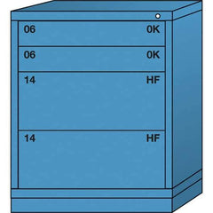Lyon - 4 Drawer, Standard Mid-Range - Multiple Drawer Access Cabinet - Steel, 30" Wide x 28-1/4" Deep x 37-15/79" High, Wedgewood Blue - USA Tool & Supply