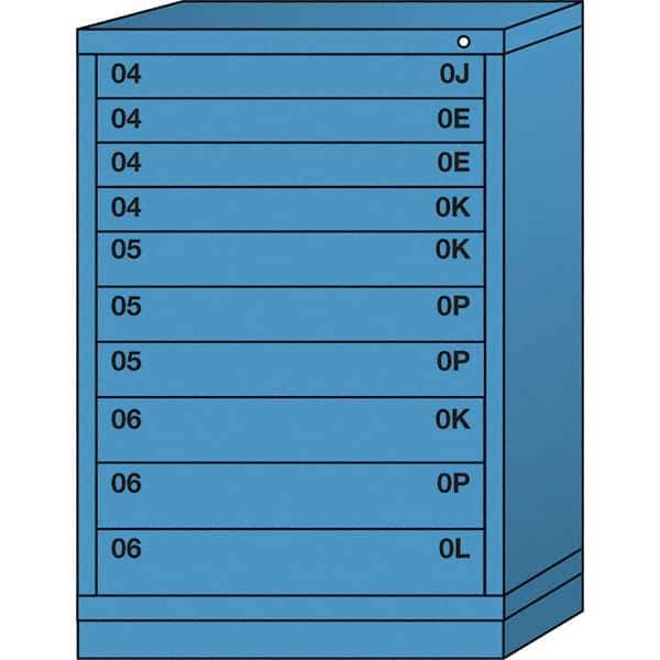 Lyon - 10 Drawer, Standard Counter - Multiple Drawer Access Cabinet - Steel, 30" Wide x 28-1/4" Deep x 44-1/4" High, Wedgewood Blue - USA Tool & Supply