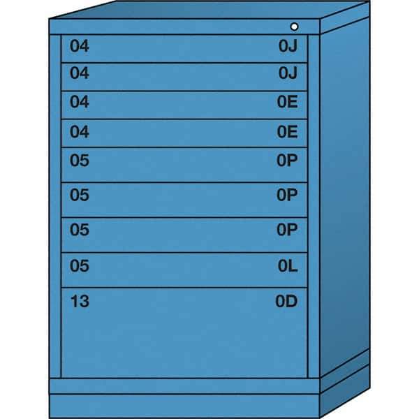 Lyon - 9 Drawer, Standard Counter - Multiple Drawer Access Cabinet - Steel, 30" Wide x 28-1/4" Deep x 44-1/4" High, Wedgewood Blue - USA Tool & Supply