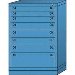 Lyon - 8 Drawer, Standard Counter - Multiple Drawer Access Cabinet - Steel, 30" Wide x 28-1/4" Deep x 44-1/4" High, Wedgewood Blue - USA Tool & Supply