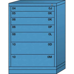 Lyon - 7 Drawer, Standard Counter - Multiple Drawer Access Cabinet - Steel, 30" Wide x 28-1/4" Deep x 44-1/4" High, Wedgewood Blue - USA Tool & Supply