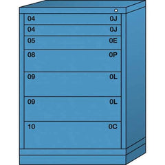 Lyon - 7 Drawer, Standard Counter - Multiple Drawer Access Cabinet - Steel, 30" Wide x 28-1/4" Deep x 44-1/4" High, Wedgewood Blue - USA Tool & Supply