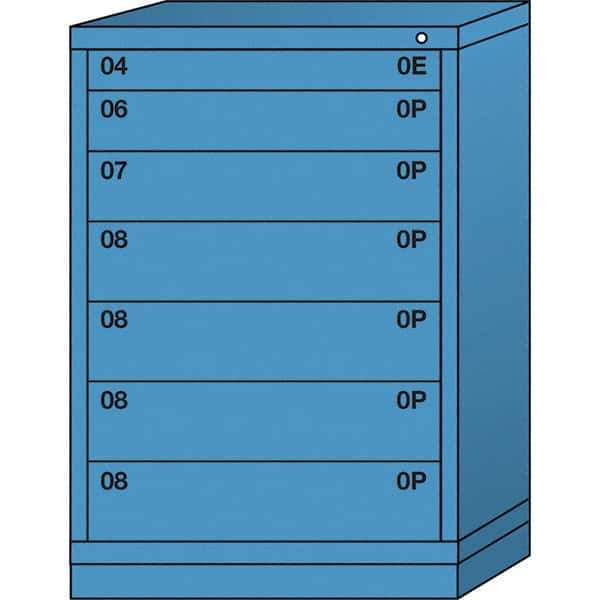 Lyon - 7 Drawer, Standard Counter - Multiple Drawer Access Cabinet - Steel, 30" Wide x 28-1/4" Deep x 44-1/4" High, Wedgewood Blue - USA Tool & Supply