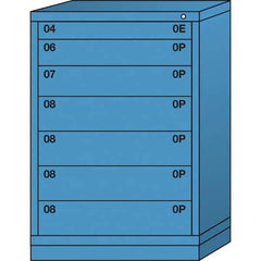 Lyon - 7 Drawer, Standard Counter - Single Drawer Access Cabinet - Steel, 30" Wide x 28-1/4" Deep x 44-1/4" High, Wedgewood Blue - USA Tool & Supply