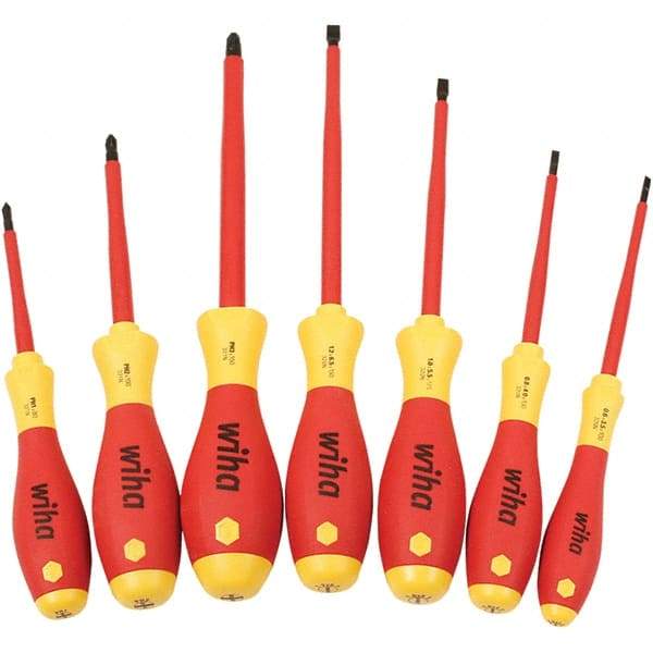 Wiha - Screwdriver Sets Screwdriver Types Included: Insulated Slotted; Phillips; Square Number of Pieces: 7 - USA Tool & Supply