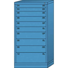 Lyon - 10 Drawer, Standard Eye-Level - Single Drawer Access Cabinet - Steel, 30" Wide x 28-1/4" Deep x 59-1/4" High, Wedgewood Blue - USA Tool & Supply