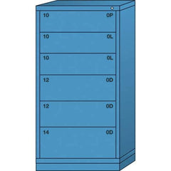 Lyon - 6 Drawer, Standard Eye-Level - Multiple Drawer Access Cabinet - Steel, 30" Wide x 28-1/4" Deep x 59-1/4" High, Wedgewood Blue - USA Tool & Supply