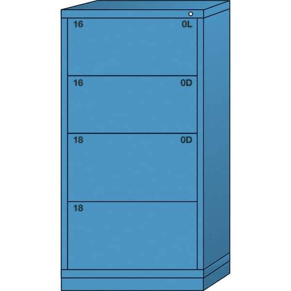 Lyon - 4 Drawer, Standard Eye-Level - Single Drawer Access Cabinet - Steel, 30" Wide x 28-1/4" Deep x 59-1/4" High, Wedgewood Blue - USA Tool & Supply
