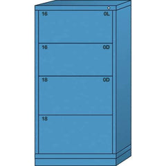 Lyon - 4 Drawer, Standard Eye-Level - Single Drawer Access Cabinet - Steel, 30" Wide x 28-1/4" Deep x 59-1/4" High, Wedgewood Blue - USA Tool & Supply