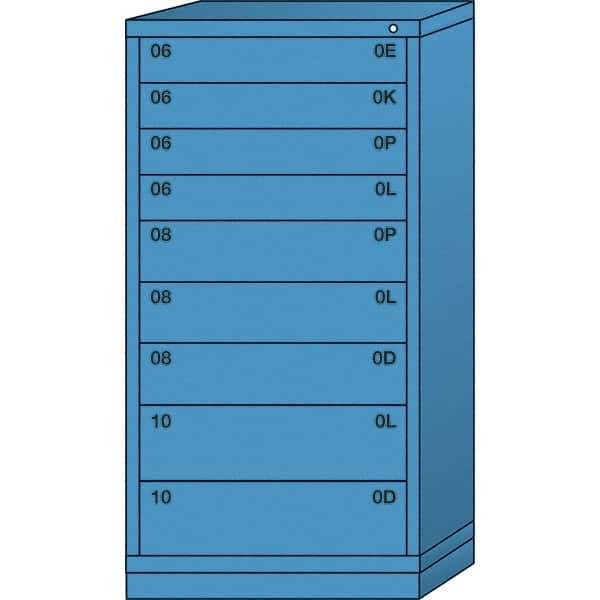 Lyon - 9 Drawer, Standard Eye-Level - Single Drawer Access Cabinet - Steel, 30" Wide x 28-1/4" Deep x 59-1/4" High, Wedgewood Blue - USA Tool & Supply