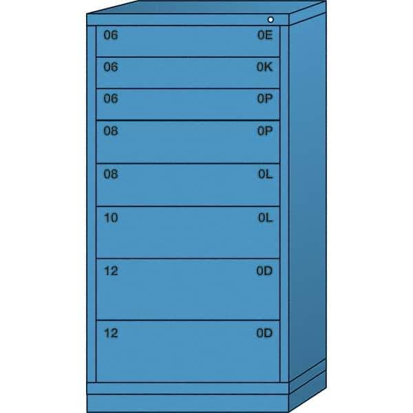 Lyon - 8 Drawer, Standard Eye-Level - Single Drawer Access Cabinet - Steel, 30" Wide x 28-1/4" Deep x 59-1/4" High, Wedgewood Blue - USA Tool & Supply