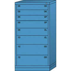 Lyon - 8 Drawer, Standard Eye-Level - Multiple Drawer Access Cabinet - Steel, 30" Wide x 28-1/4" Deep x 59-1/4" High, Wedgewood Blue - USA Tool & Supply