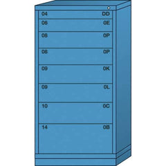 Lyon - 8 Drawer, Standard Eye-Level - Multiple Drawer Access Cabinet - Steel, 30" Wide x 28-1/4" Deep x 59-1/4" High, Wedgewood Blue - USA Tool & Supply