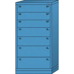 Lyon - 7 Drawer, Standard Eye-Level - Multiple Drawer Access Cabinet - Steel, 30" Wide x 28-1/4" Deep x 59-1/4" High, Wedgewood Blue - USA Tool & Supply
