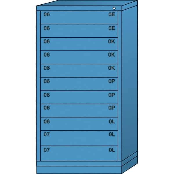Lyon - 11 Drawer, Standard Eye-Level - Multiple Drawer Access Cabinet - Steel, 30" Wide x 28-1/4" Deep x 59-1/4" High, Wedgewood Blue - USA Tool & Supply