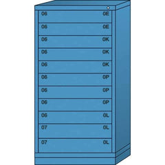 Lyon - 11 Drawer, Standard Eye-Level - Single Drawer Access Cabinet - Steel, 30" Wide x 28-1/4" Deep x 59-1/4" High, Wedgewood Blue - USA Tool & Supply