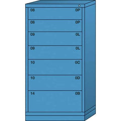 Lyon - 7 Drawer, Standard Eye-Level - Single Drawer Access Cabinet - Steel, 30" Wide x 28-1/4" Deep x 59-1/4" High, Wedgewood Blue - USA Tool & Supply