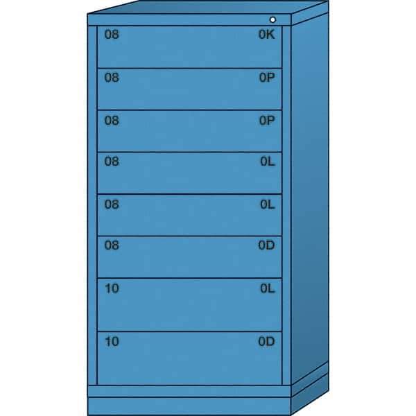 Lyon - 8 Drawer, Standard Eye-Level - Multiple Drawer Access Cabinet - Steel, 30" Wide x 28-1/4" Deep x 59-1/4" High, Wedgewood Blue - USA Tool & Supply