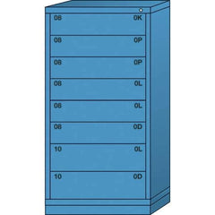 Lyon - 8 Drawer, Standard Eye-Level - Single Drawer Access Cabinet - Steel, 30" Wide x 28-1/4" Deep x 59-1/4" High, Wedgewood Blue - USA Tool & Supply